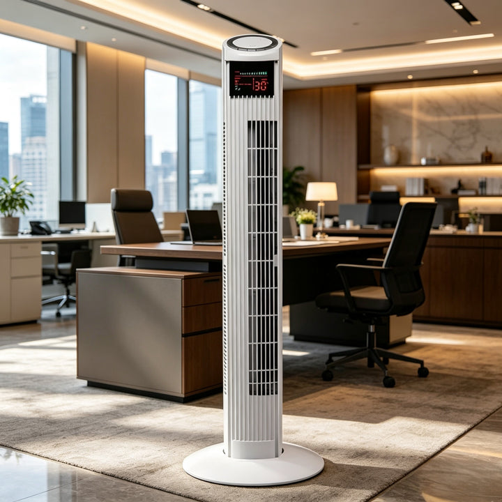 Cooling vertical oscillating tower fan with digital LED display and remote control Stornfield