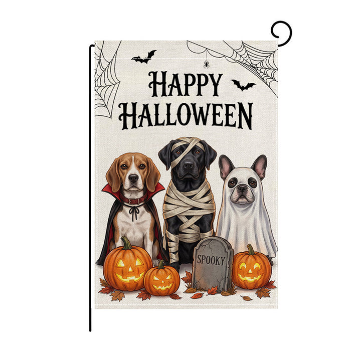Heavy-Duty Halloween Spun-Polyester Decorative Yard Flag with Playful Ghosts and Jack-o'-Lanterns
