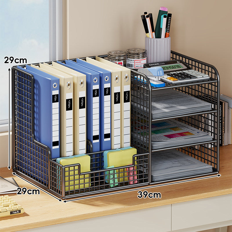Compact Two-Tier Metal Mesh Desk Letter Tray & File Organizer