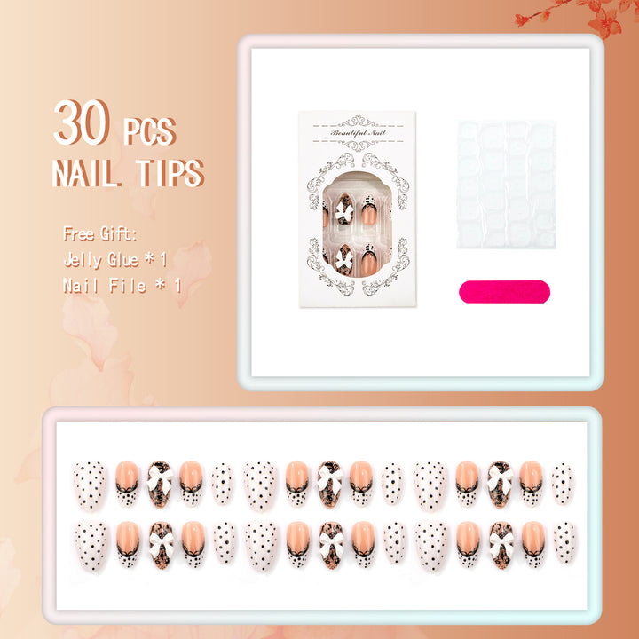 Decorative Polka Dot and Lace Press-On Nail Art Set