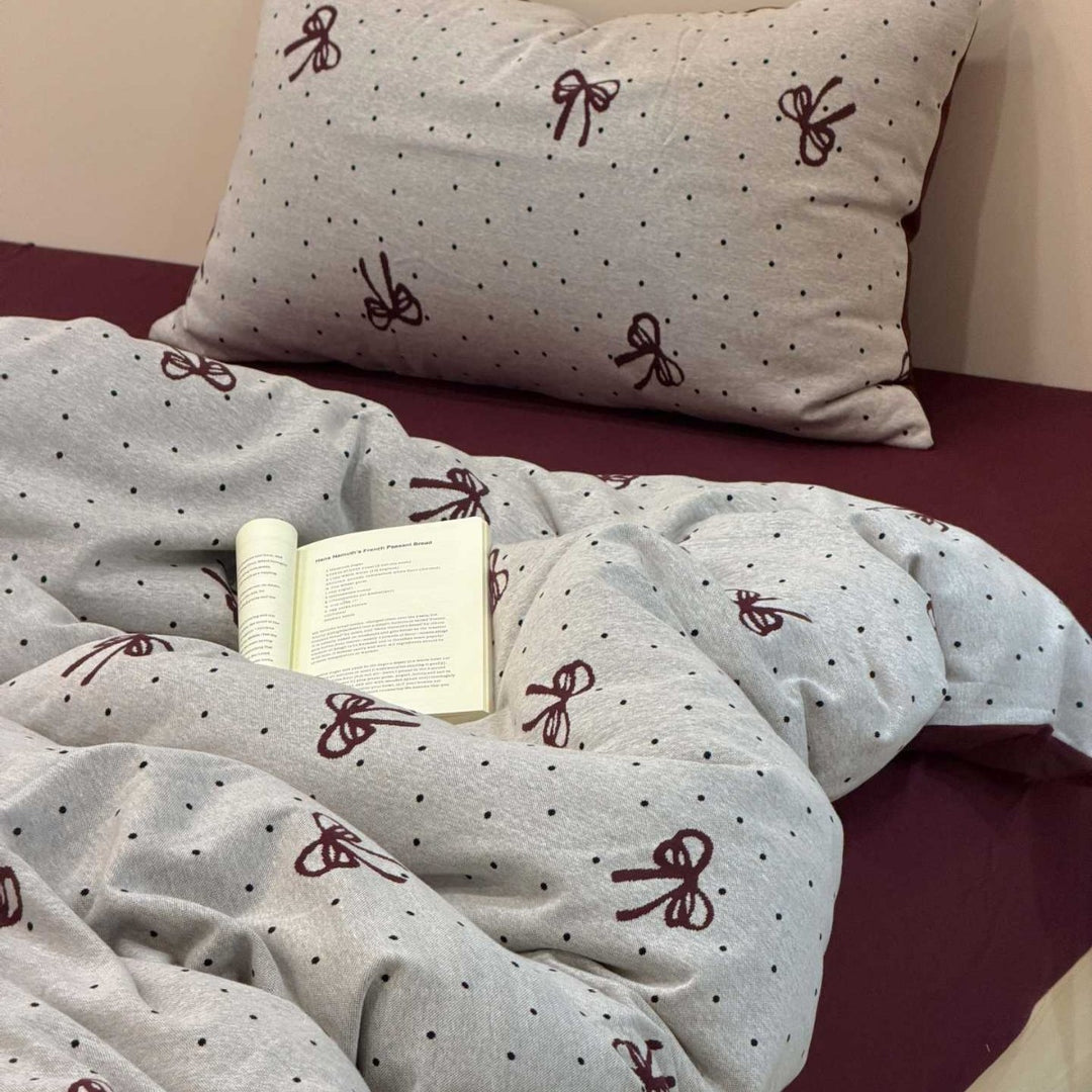 Cherry-Print Cotton Jersey Duvet Cover Set with Matching Pillowcases