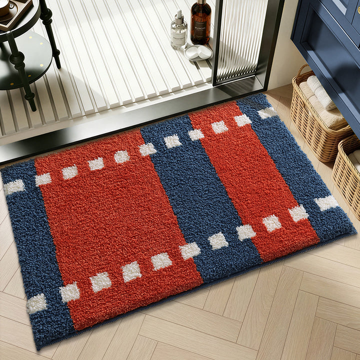 Plush Geometric Pattern Bath Mat