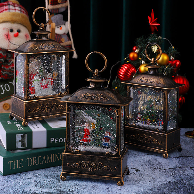 Glittering Christmas lantern with snow scenes Stornfield
