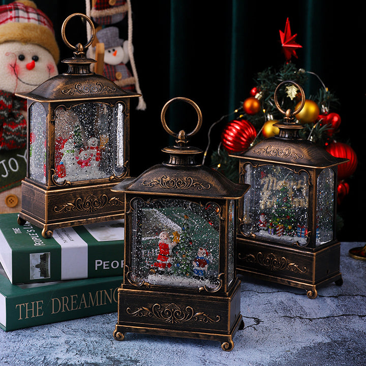 Glittering Christmas lantern with snow scenes Stornfield
