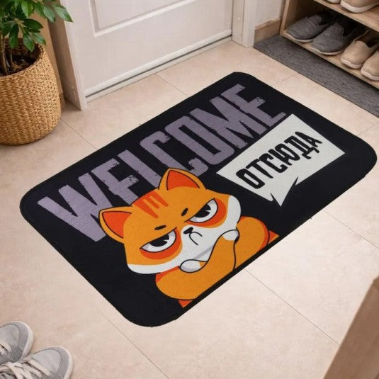 Cartoon Cat Theme Welcome Mat