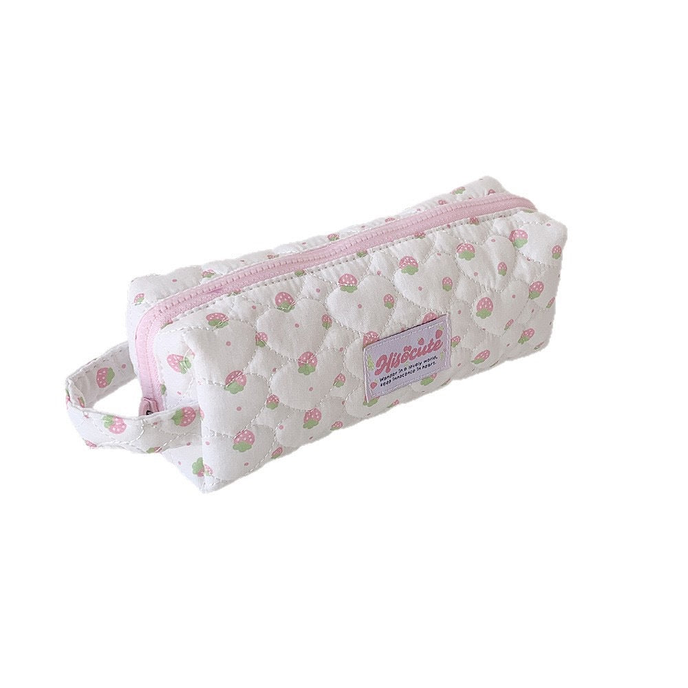 Strawberry Print Quilted Pencil Case Stornfield