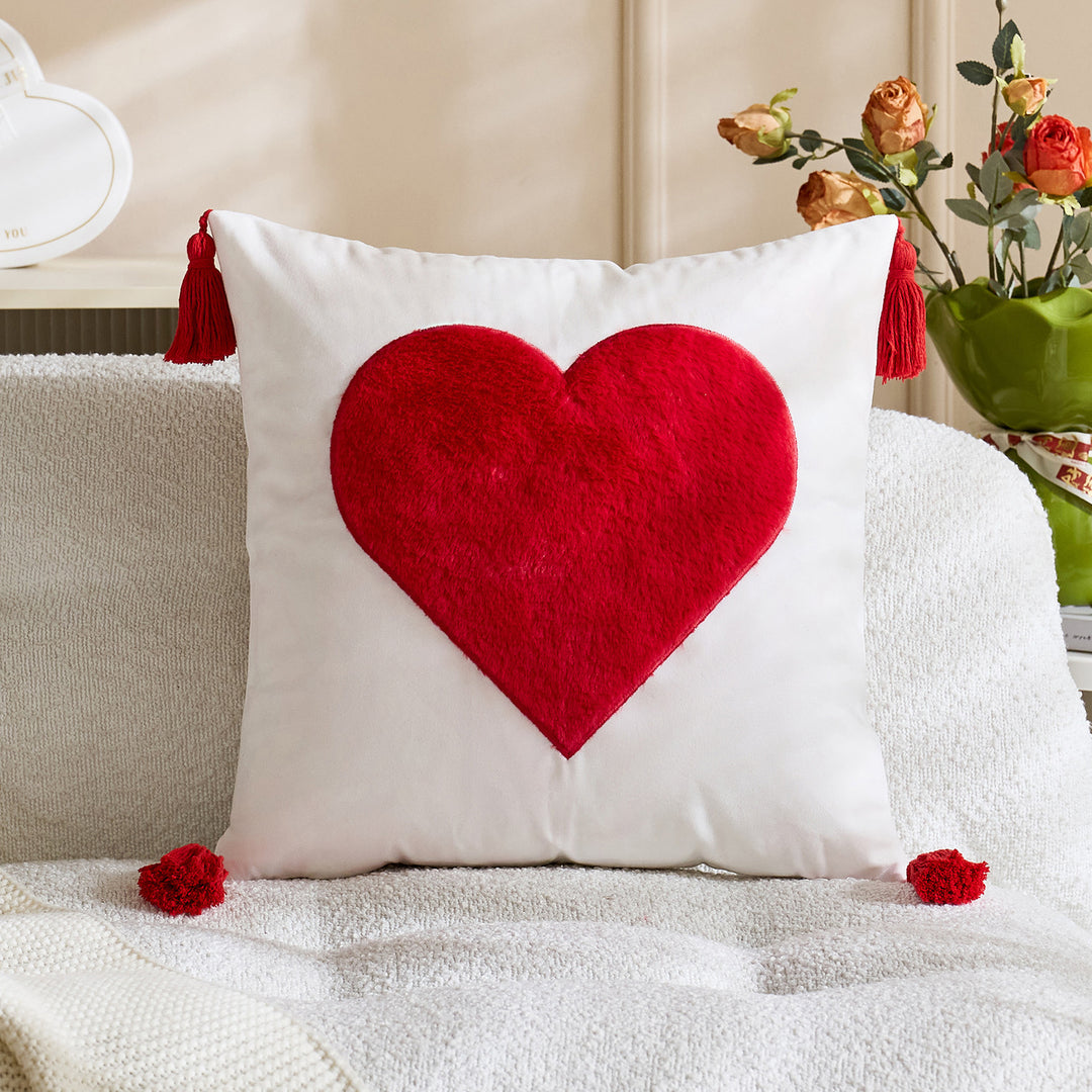 Tufted Tic-Tac-Toe Chenille Decorative Throw Pillow with Corner Tassels