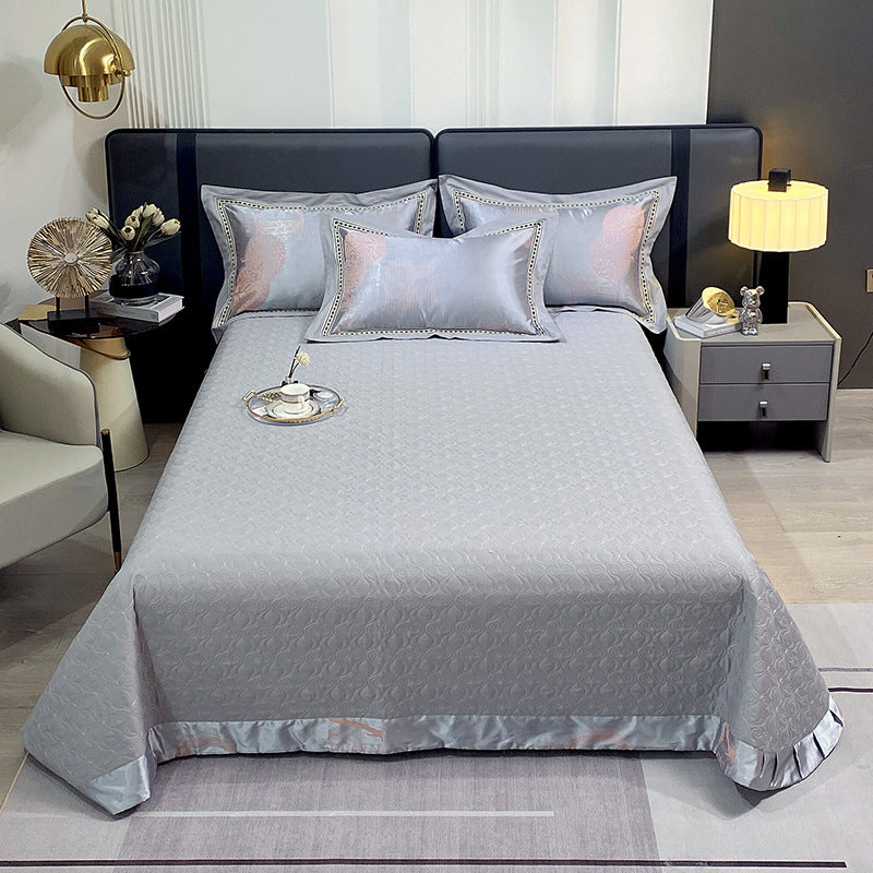 Quilted Microfiber Matelassé Bedspread with Satin Border & Matching Pillow Shams