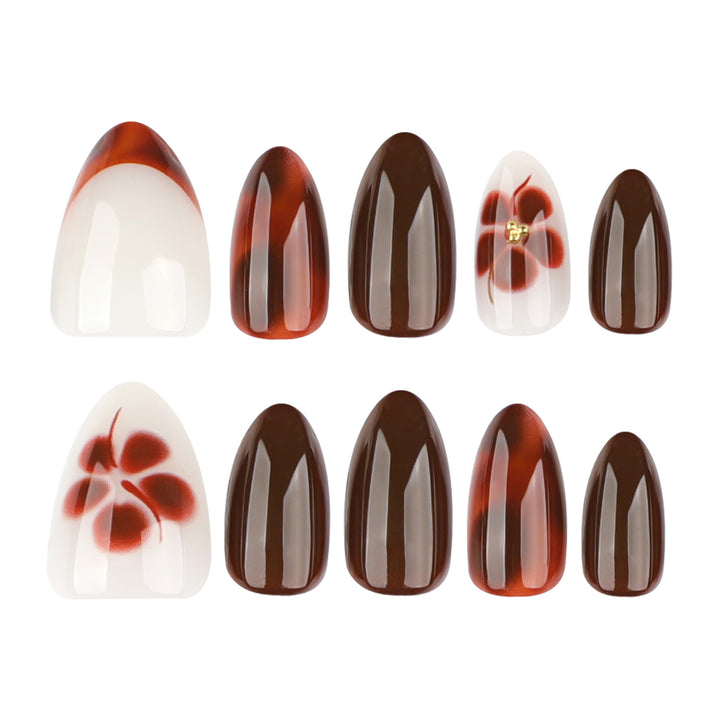 Artful Nail Extensions with Elegant Floral and Glossy Design Stornfield