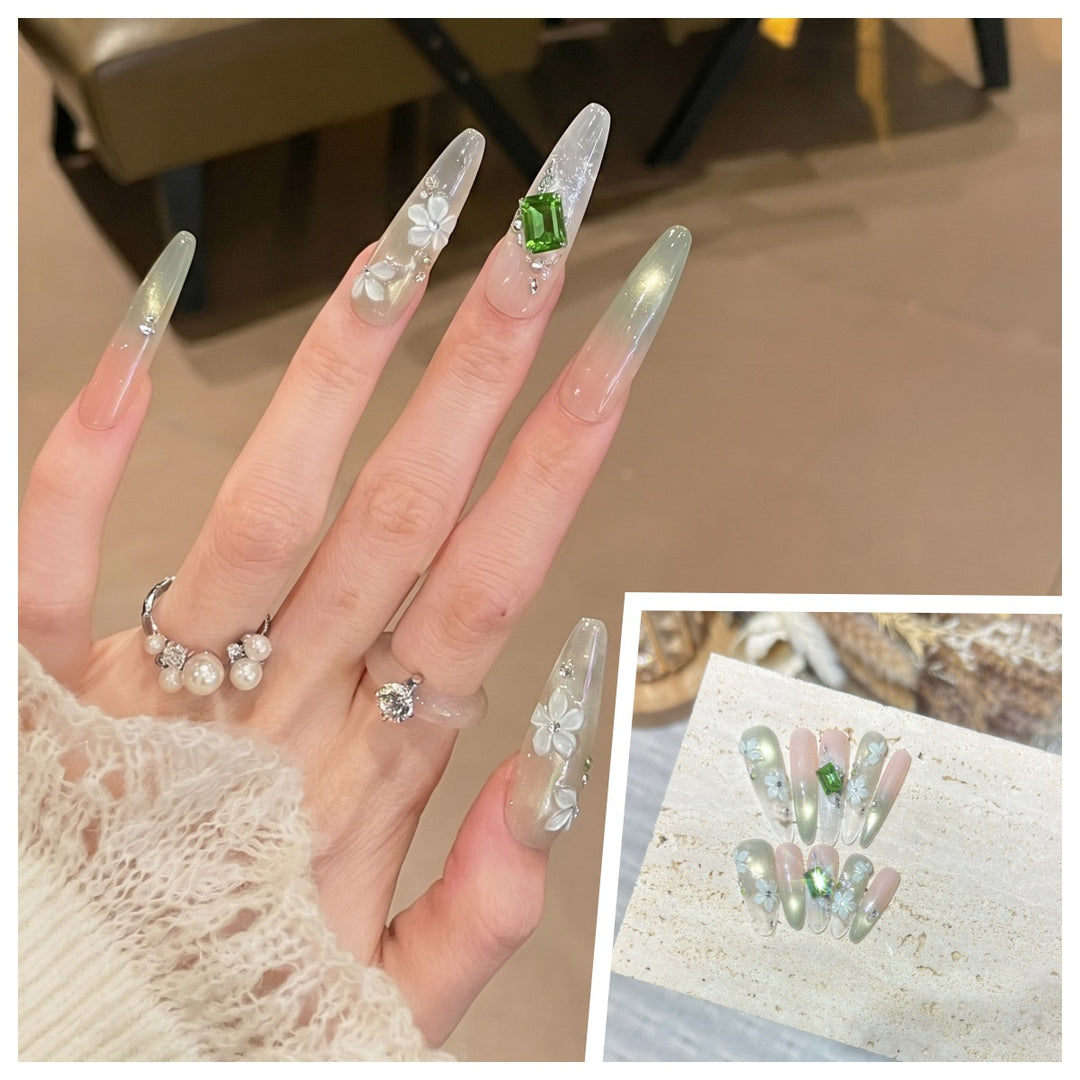 Artistic Stiletto Press-On Nail Set with Charming Patterns Stornfield