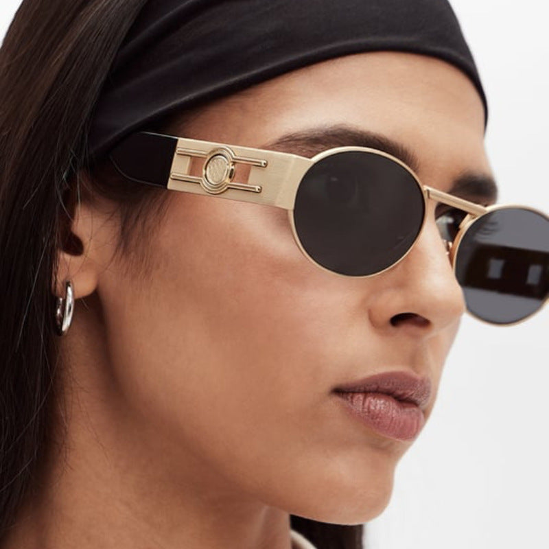 Ladies round sunglasses with fashionable metal frame and UV protection Stornfield