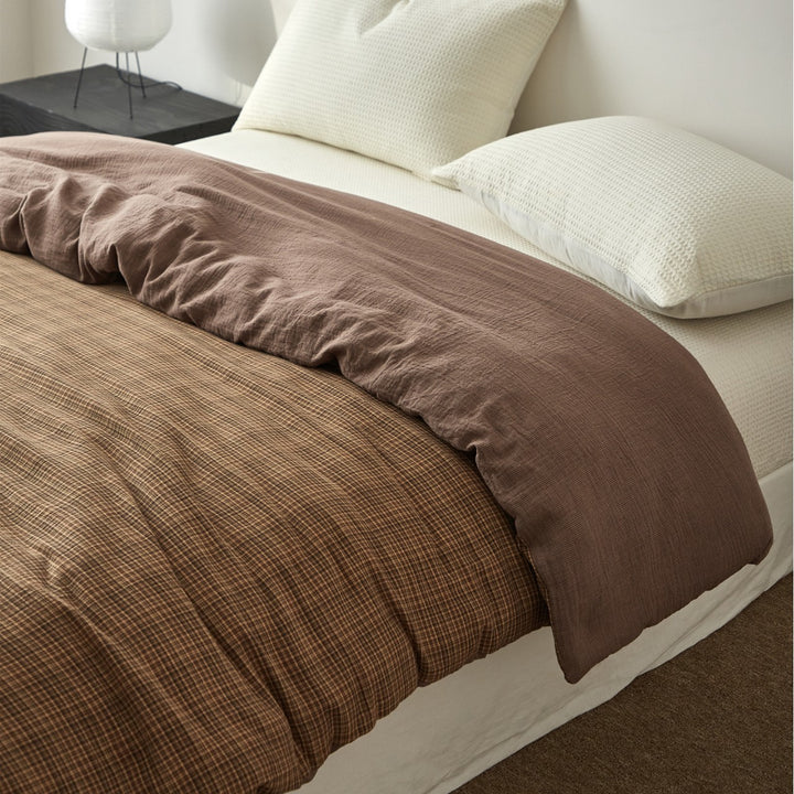 Washed Crinkle Linen-Blend Textured Duvet Cover