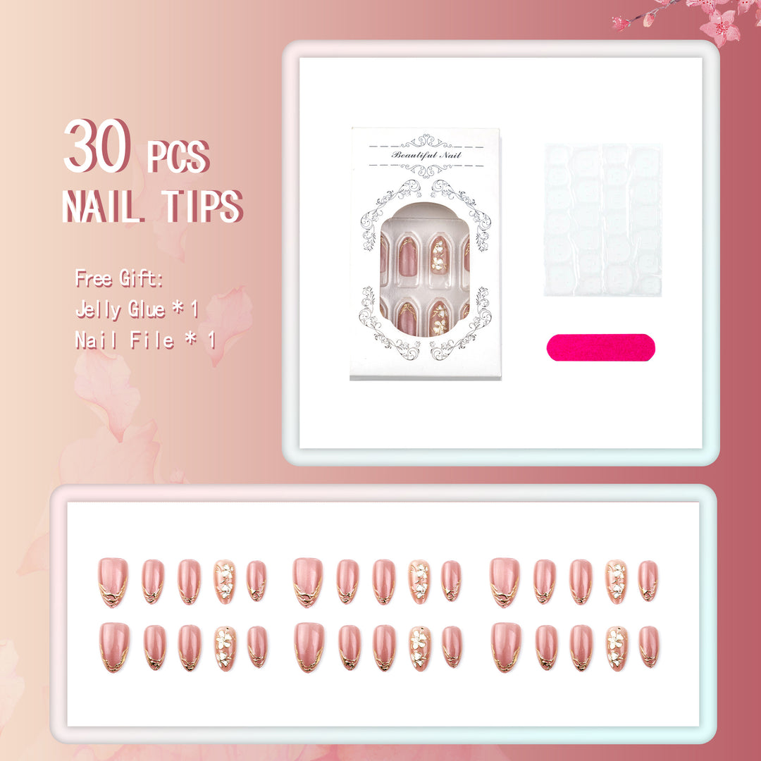 Artistic Floral-Embossed Press-On Nail Set