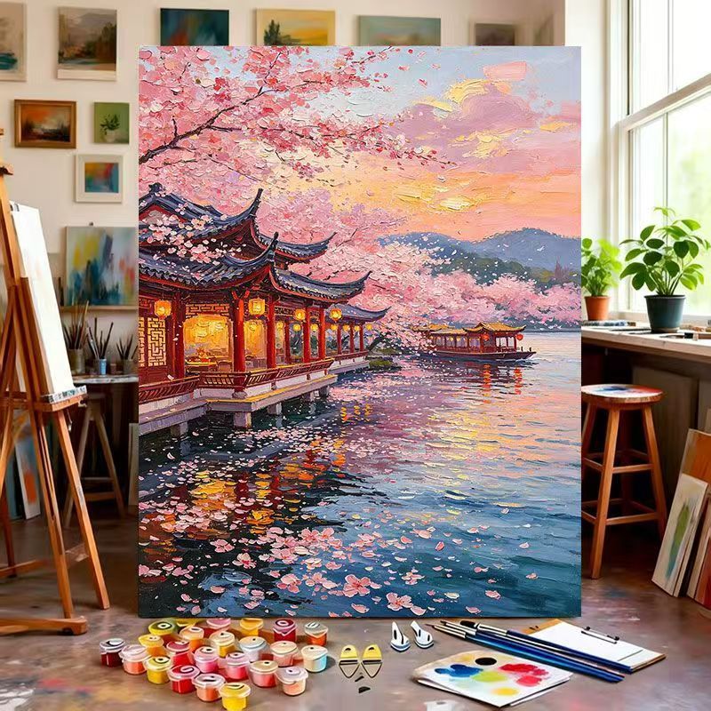 Scenic Cherry Blossom Paint by Numbers Art Kit Stornfield