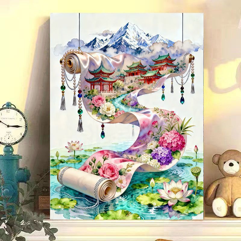 Elegant Chinese Landscape Scroll Art Print Stornfield