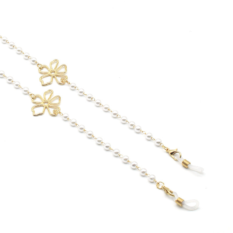 Pearl-Accented Floral Chain Eyewear Holder Stornfield