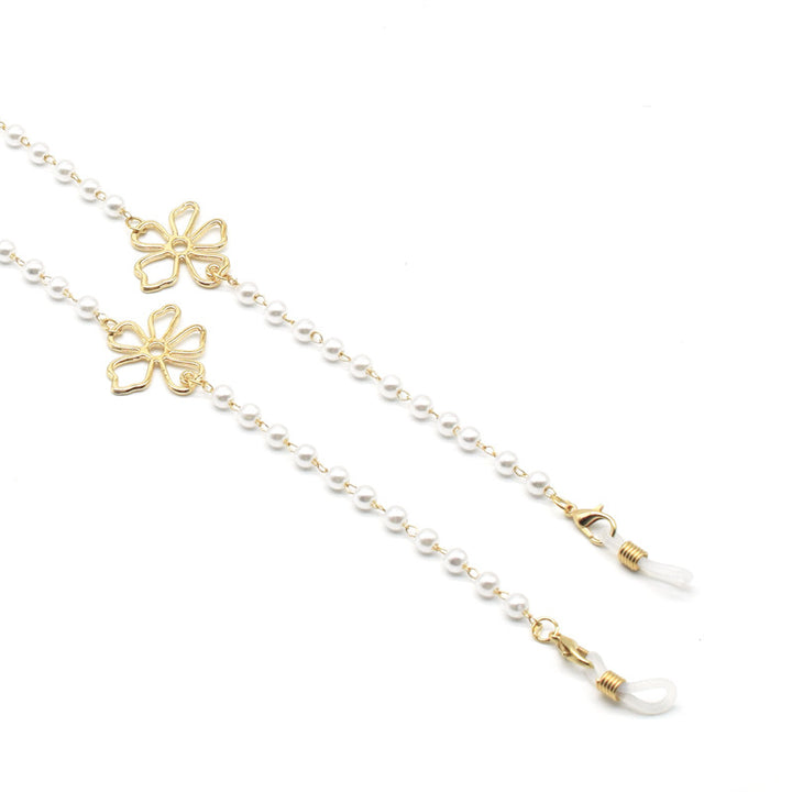 Pearl-Accented Floral Chain Eyewear Holder Stornfield