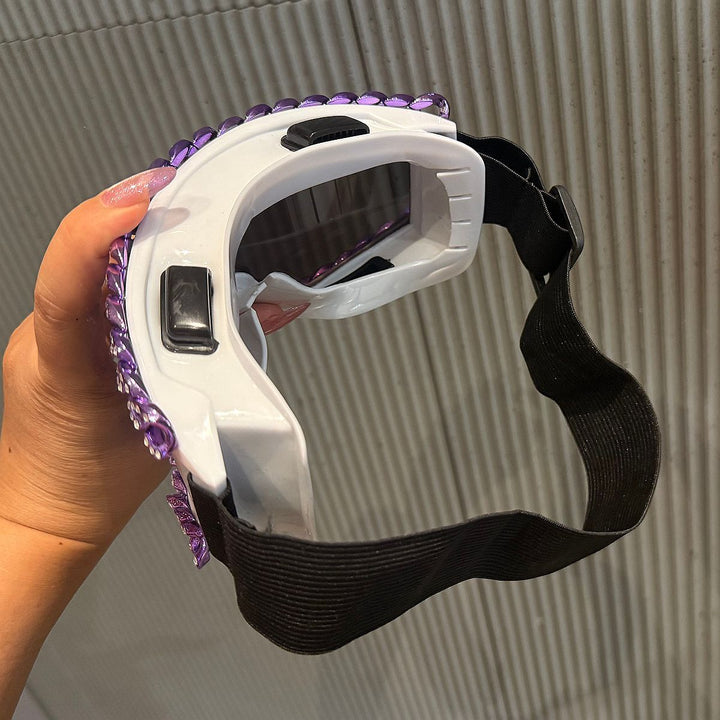 Ladies sporty elegant ski goggles with rhinestone decorated frame Stornfield