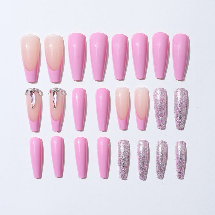 Decorative Press-On Nail Set with Glitter and Gem Accents Stornfield