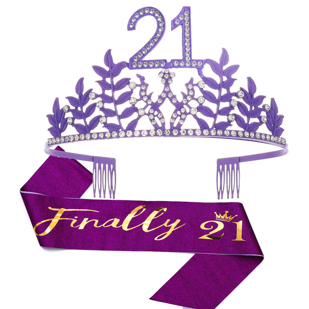 Women's Glamorous Birthday Crown with Shining Rhinestones Stornfield