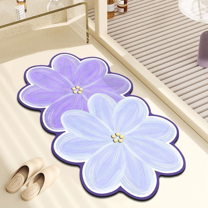 Decorative Floral Pattern Bath Mat for Bathrooms