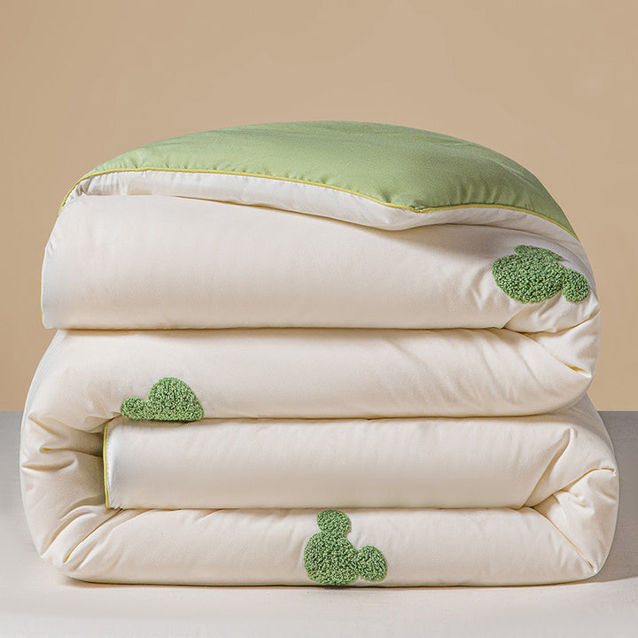 Plush Reversible Embroidered Comforter with Chenille Heart Appliqué