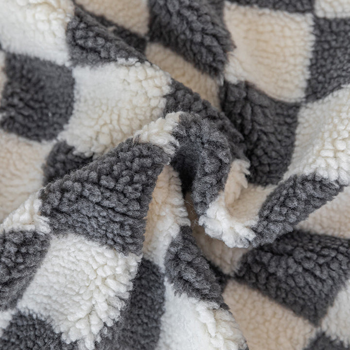 Plush Checkered Sherpa Accent Pillow Cushion