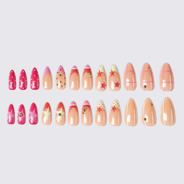 Glamorous artificial nails with creative design and golden accents Stornfield
