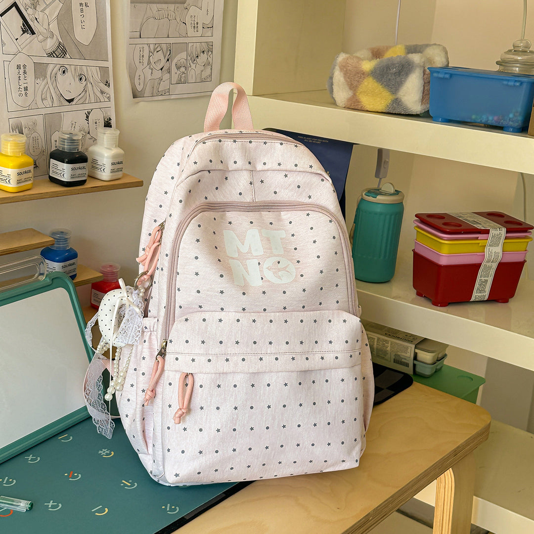 Stylish Polka Dot Printed Backpack Stornfield