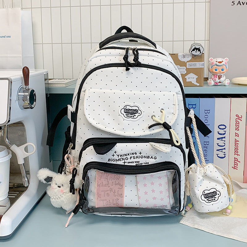 Polka Dot Design Backpack with Multiple Compartments Stornfield