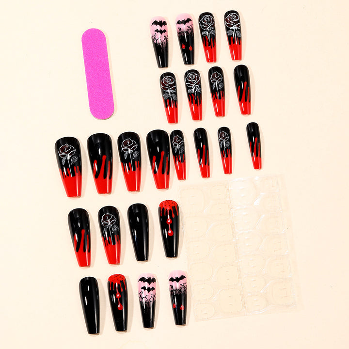 Gothic-Themed Stiletto Nail Art Extensions Stornfield