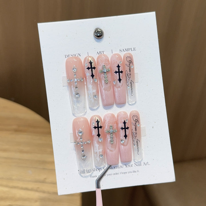 Fashionable Cross Design Artificial Nails Stornfield