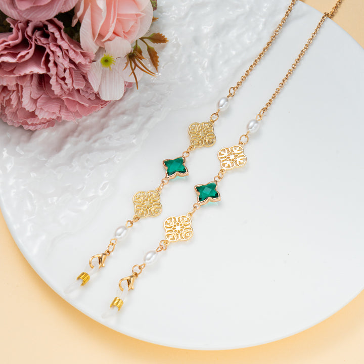 Elegant Gemstone and Pearl Eyewear Chain Stornfield