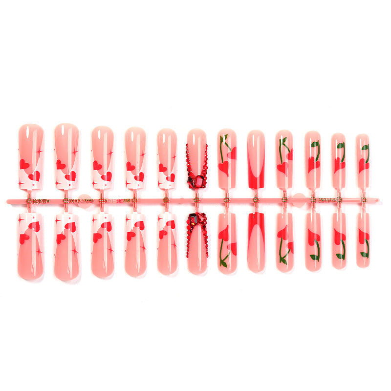 Decorative Press-On Nail Art Set with Heart and Floral Themes Stornfield