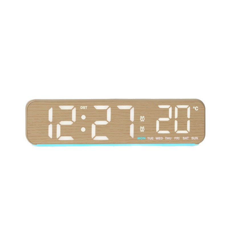 Digital wooden alarm clock with temperature and day of the week display Stornfield
