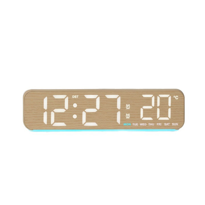 Digital wooden alarm clock with temperature and day of the week display Stornfield