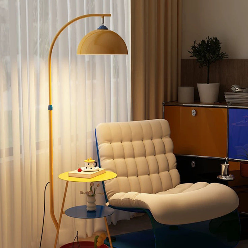 Artistic Arc Floor Lamp with Integrated Side Table