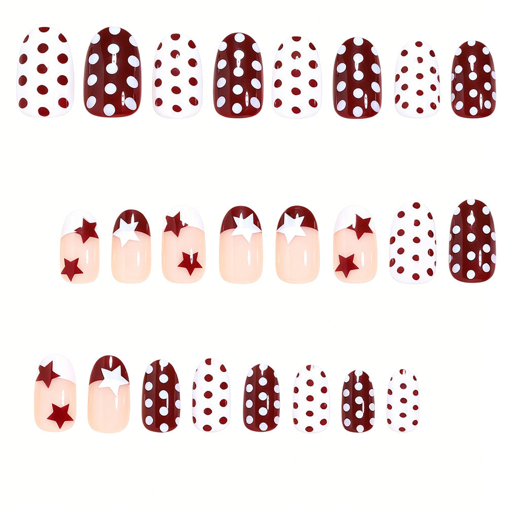 Artistic Star and Polka Dot Press-On Nail Set Stornfield