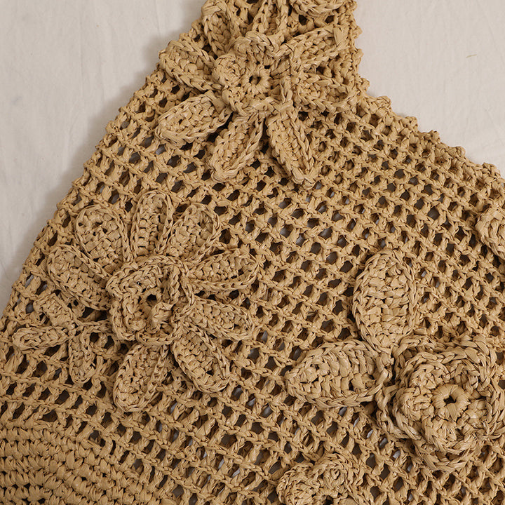 Crocheted shoulder bag with floral appliqués Stornfield