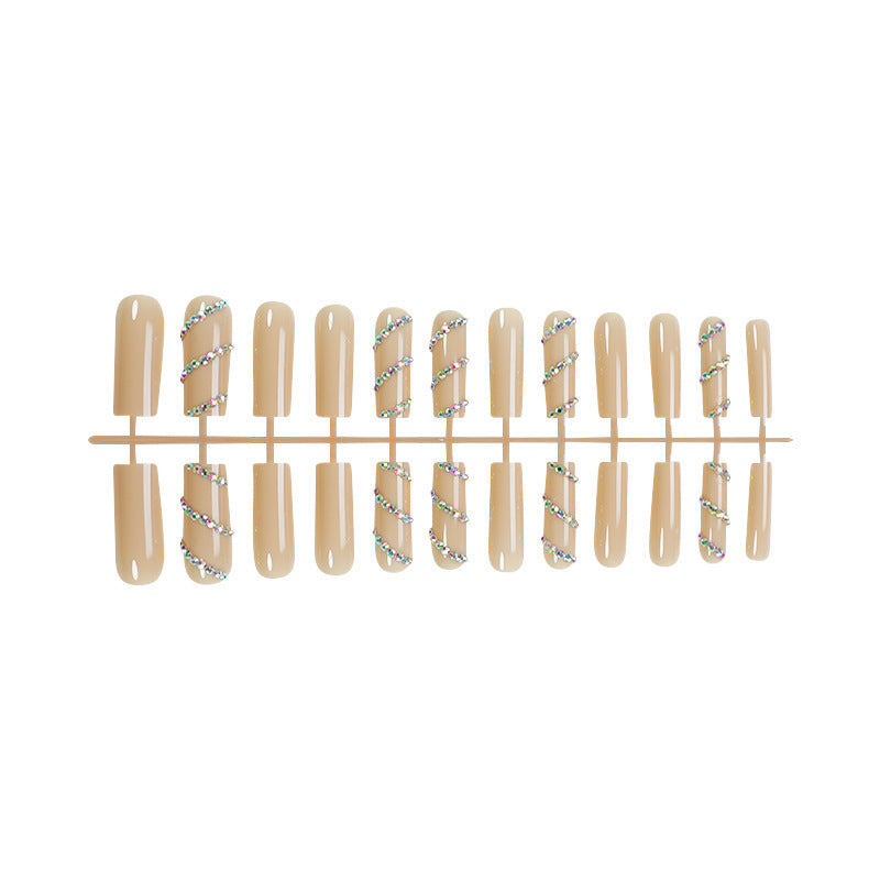 Decorative Press-On Nail Set with Rhinestone Accents Stornfield