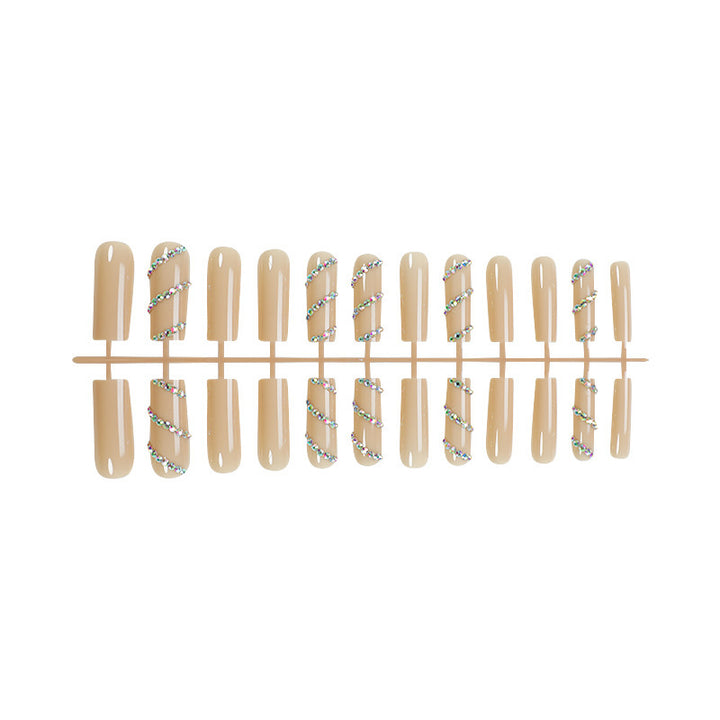 Decorative Press-On Nail Set with Rhinestone Accents Stornfield