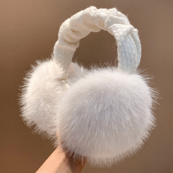 Plush Faux-Fur Round Earmuffs with Quilted Cable-Knit Headband Stornfield