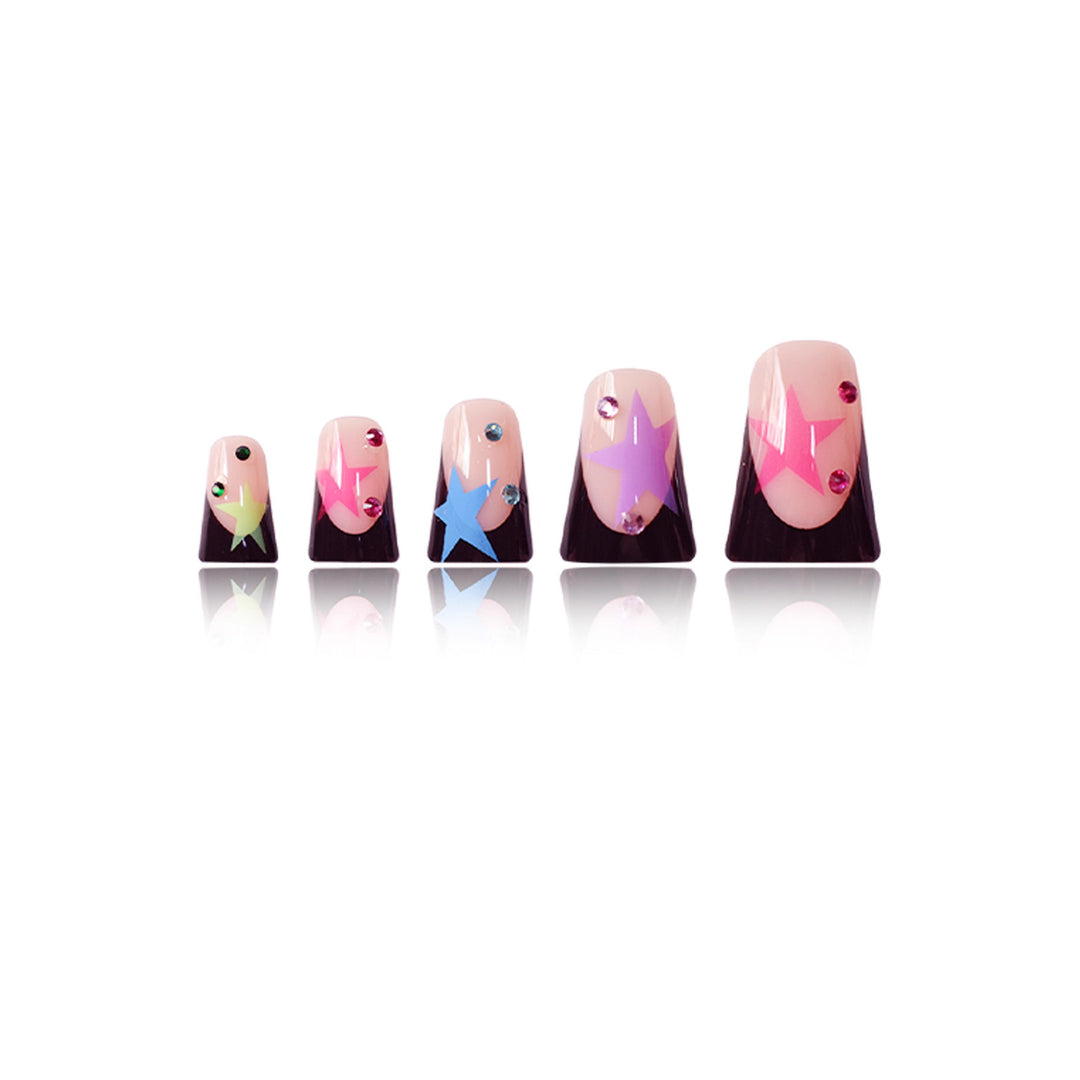 Artistic Stiletto Nail Art Set with Star Accents Stornfield