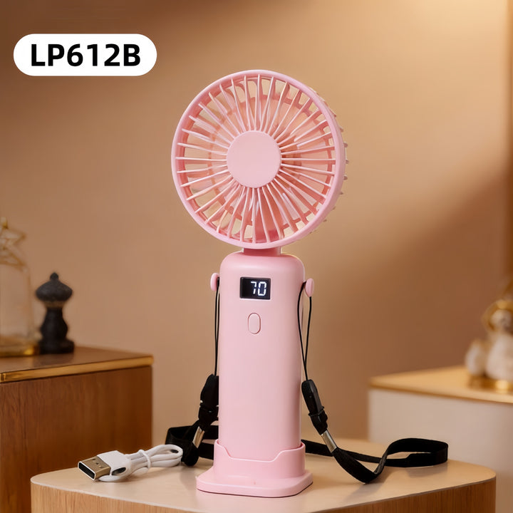 Ladies Portable Hand Fan with LCD Display and USB Charging Function Stornfield