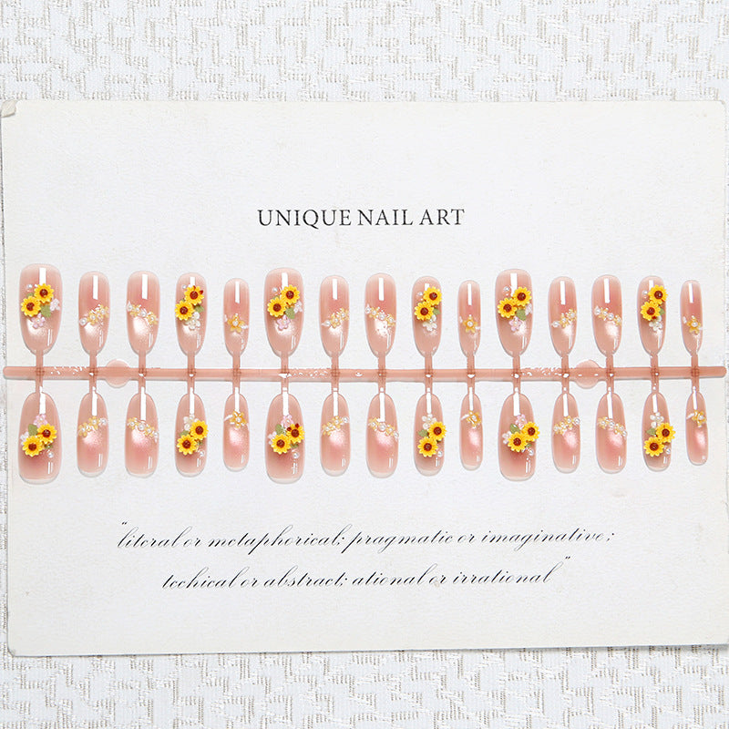 Artificial Nail Set with Luxurious Floral Decorations Stornfield