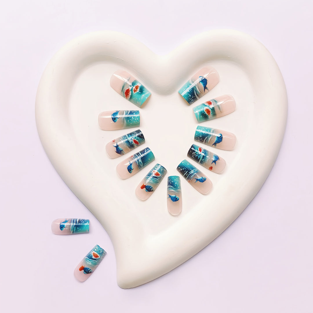 Artificial nail set with maritime design Stornfield