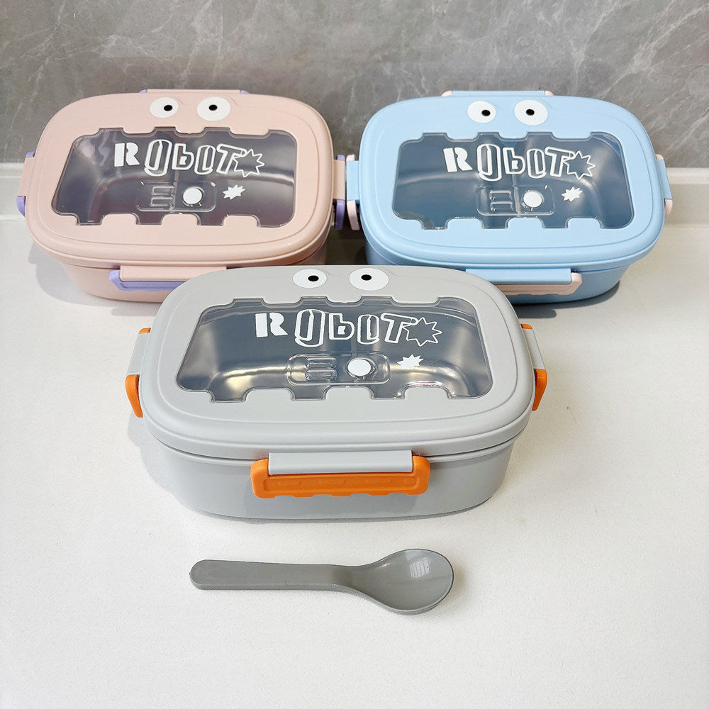 Fun Robot-Themed Lunch Box with Utensils