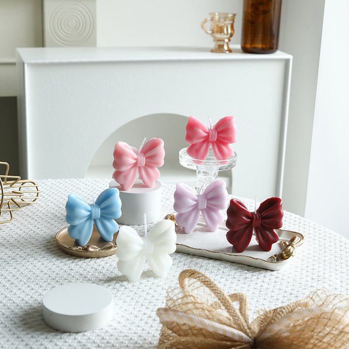 Decorative Bow-Shaped Hand-Poured Soy Wax Candle for Tabletop Centerpiece