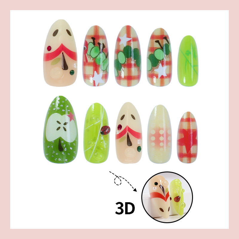 Artificial nail set with cheerful fruit motifs and creative details Stornfield