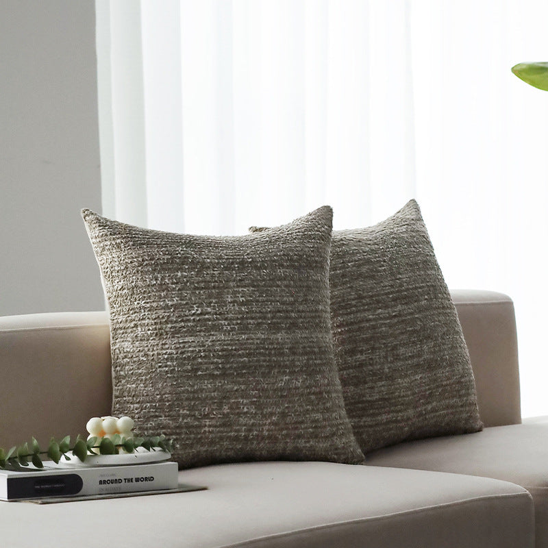 Square decorative cushion cover made of felted bouclé with fine linear texture Stornfield
